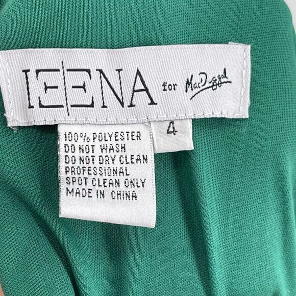 NWOT Ieena For MacDuggal One Shoulder Double Strap Satin Gown Emerald Green 4 - Picture 13 of 14